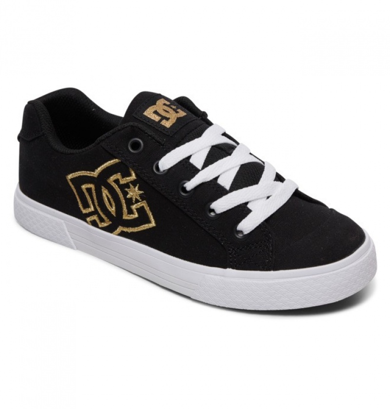 Mujer Tenis DC Shoes Chelsea Platene Negras Doradas | HSN-591762