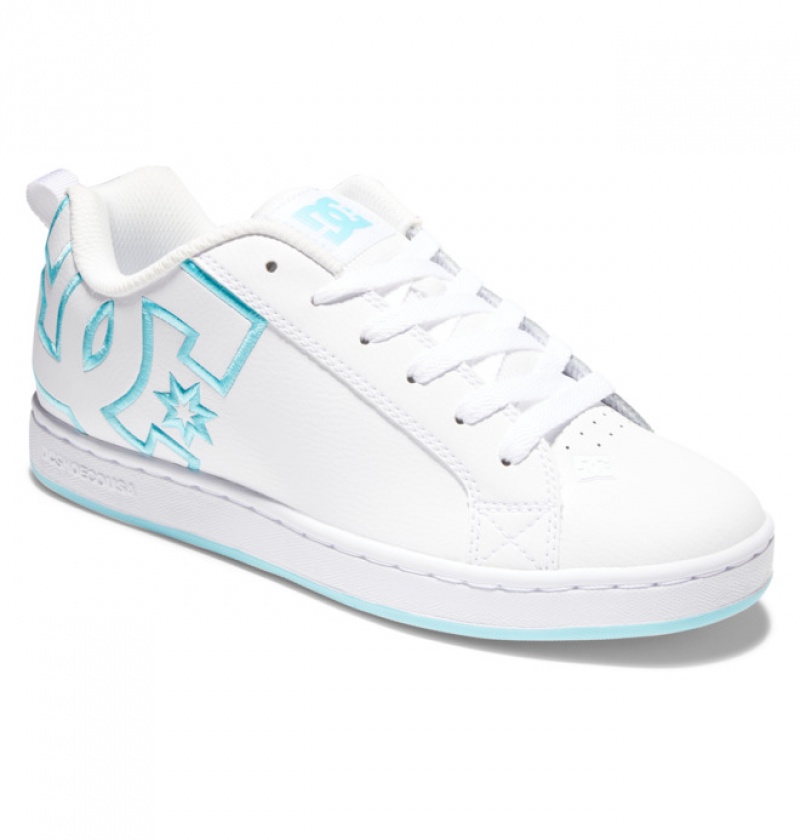 Mujer Tenis DC Shoes Court Graffik Blancas Blancas Azules | YXC-275146