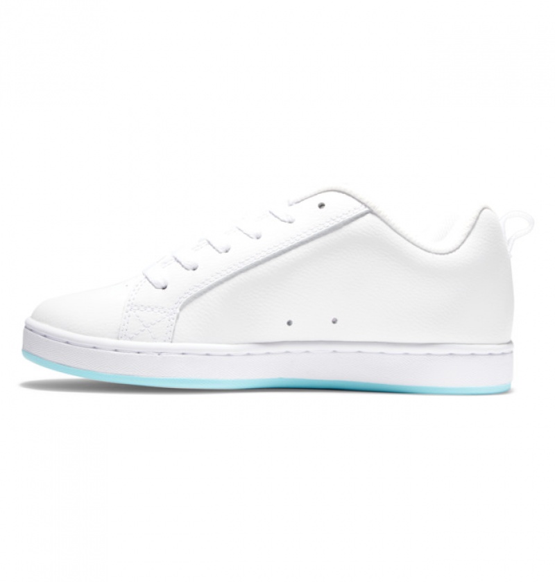 Mujer Tenis DC Shoes Court Graffik Blancas Blancas Azules | YXC-275146