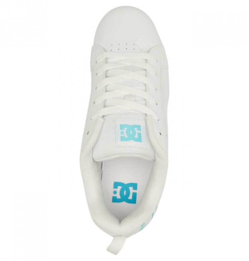 Mujer Tenis DC Shoes Court Graffik Blancas Blancas Azules | YXC-275146