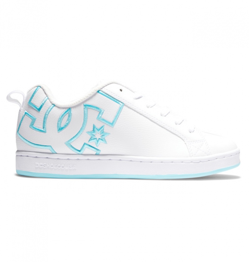 Mujer Tenis DC Shoes Court Graffik Blancas Blancas Azules | YXC-275146