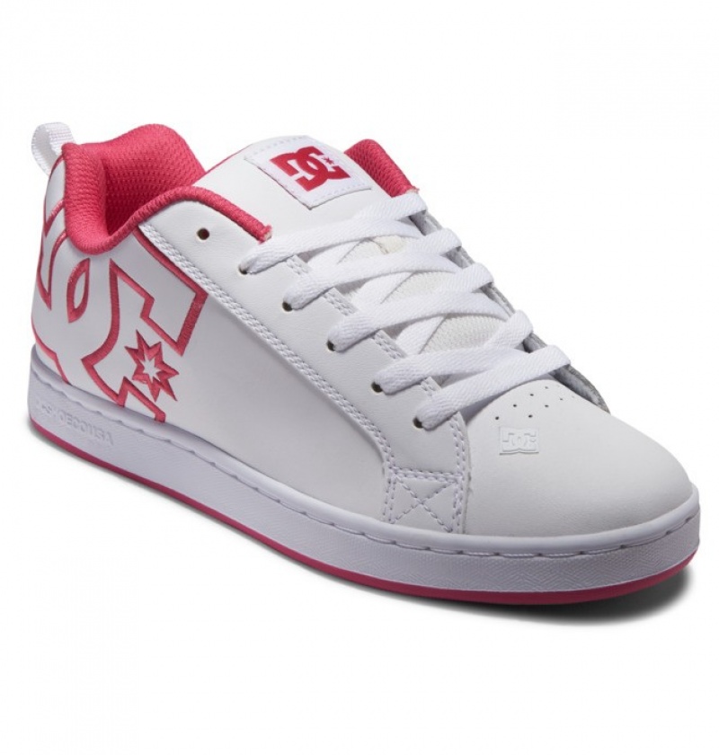 Mujer Tenis DC Shoes Court Graffik Blancas Rosas Blancas | TPZ-519480