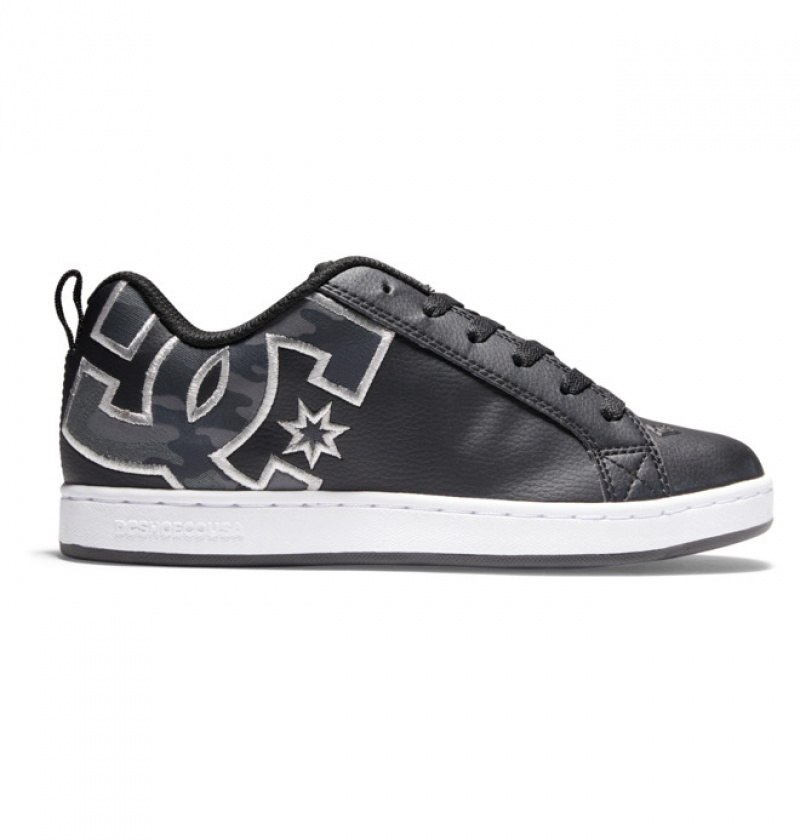 Mujer Tenis DC Shoes Court Graffik Negras Camuflaje | DFI-421379