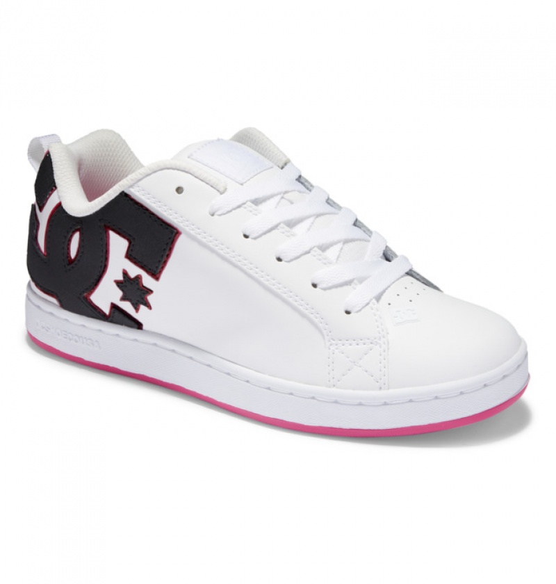 Mujer Tenis DC Shoes Court Graffik Negras Blancas Rosas | KVP-561043