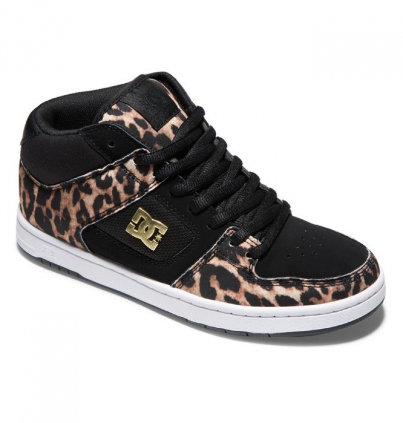 Mujer Tenis DC Shoes Manteca 4 MID Mid-Top Leopardo | UMA-780469