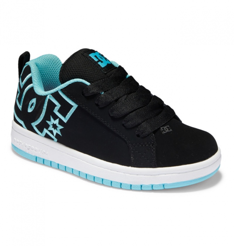 Niños Court Graffik DC Shoes Negras Azules | OXF-761530