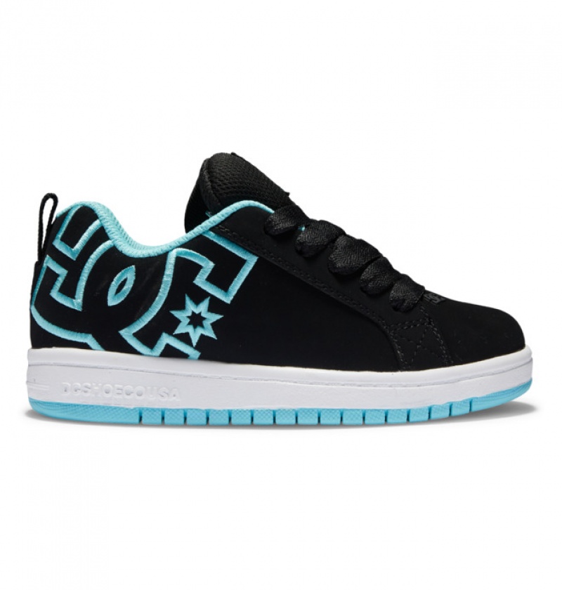 Niños Court Graffik DC Shoes Negras Azules | OXF-761530