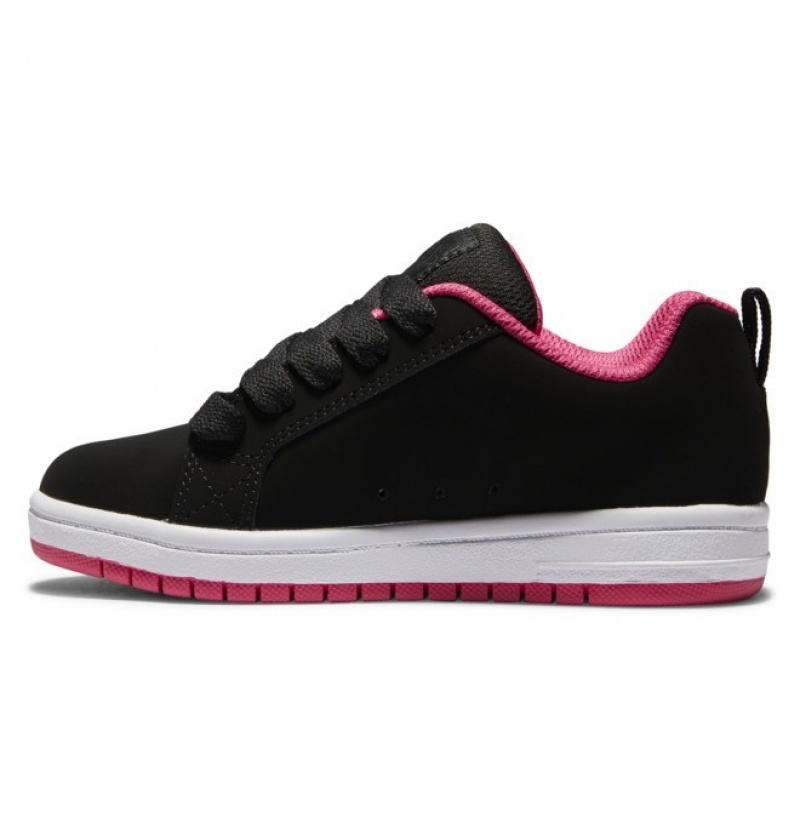 Niños Court Graffik DC Shoes Negras Rosas | DPB-924186