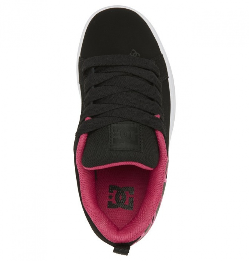 Niños Court Graffik DC Shoes Negras Rosas | DPB-924186