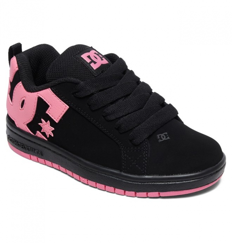 Niños Court Graffik DC Shoes Negras Rosas | BQX-654321