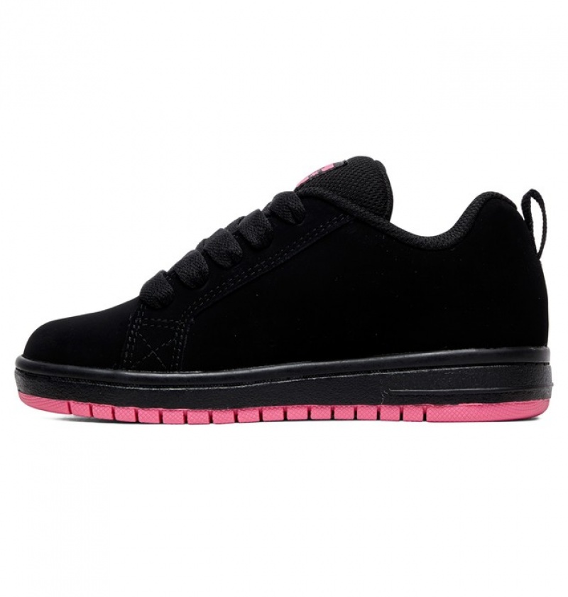 Niños Court Graffik DC Shoes Negras Rosas | BQX-654321