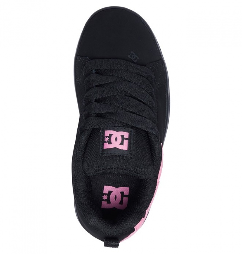 Niños Court Graffik DC Shoes Negras Rosas | BQX-654321