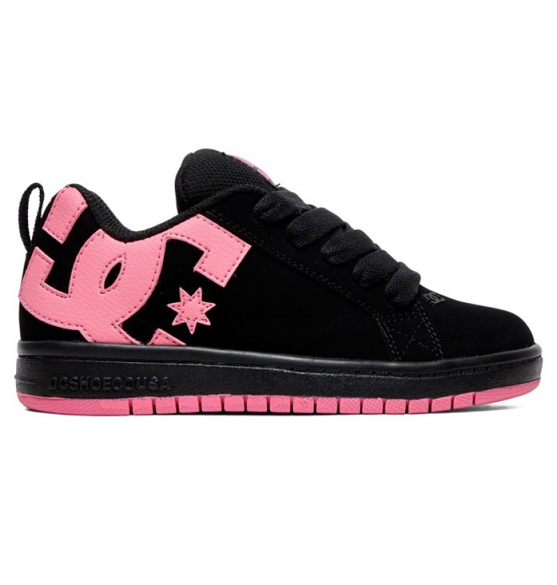 Niños Court Graffik DC Shoes Negras Rosas | BQX-654321