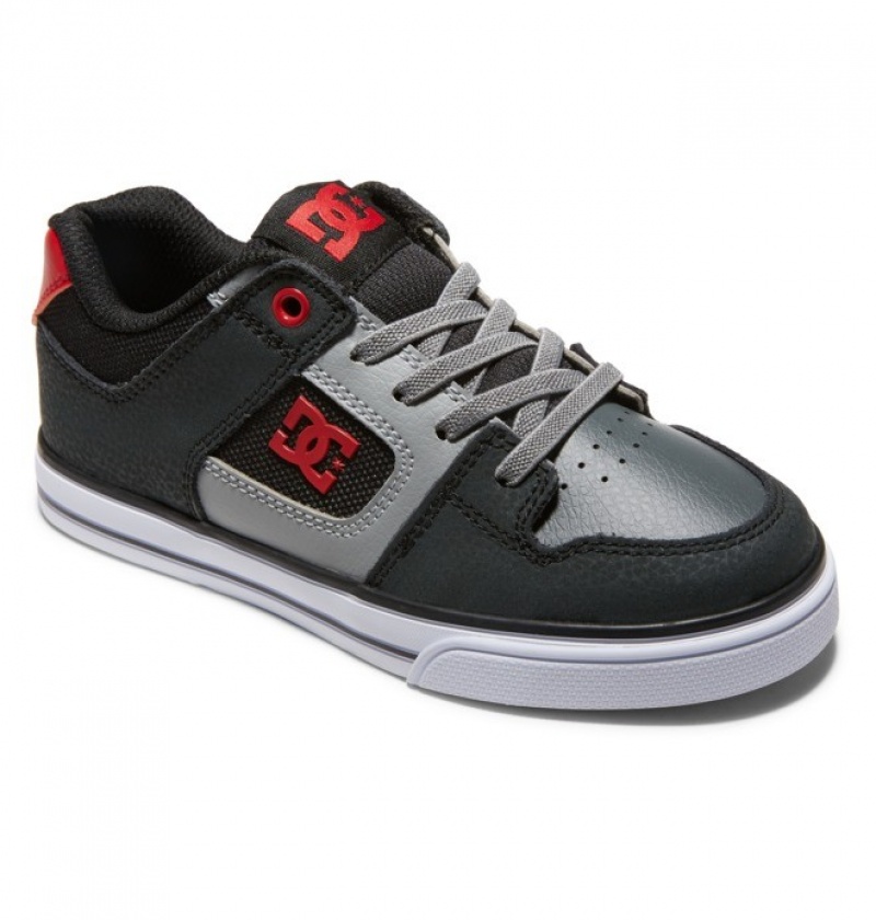 Niños Pure DC Shoes Elastic Krajkové Negras Gris Rojas | KLS-920361