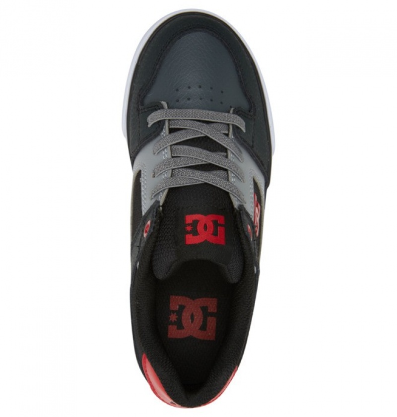 Niños Pure DC Shoes Elastic Krajkové Negras Gris Rojas | KLS-920361