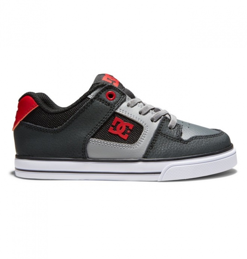 Niños Pure DC Shoes Elastic Krajkové Negras Gris Rojas | KLS-920361