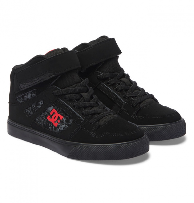 Niños Pure DC Shoes HI High-Top Negras Rojas Negras | GJP-840273