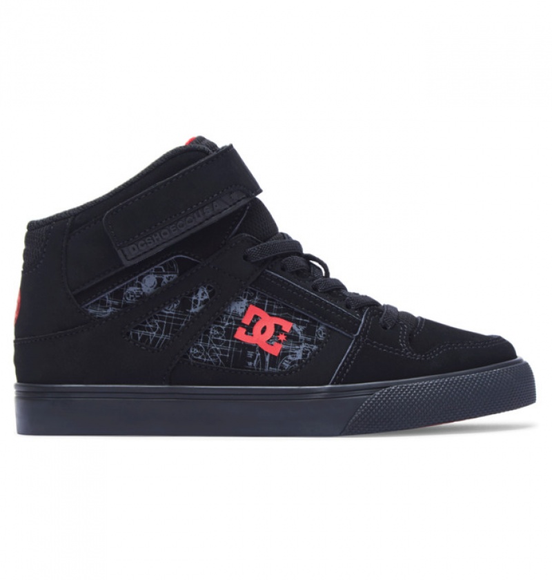 Niños Pure DC Shoes HI High-Top Negras Rojas Negras | GJP-840273