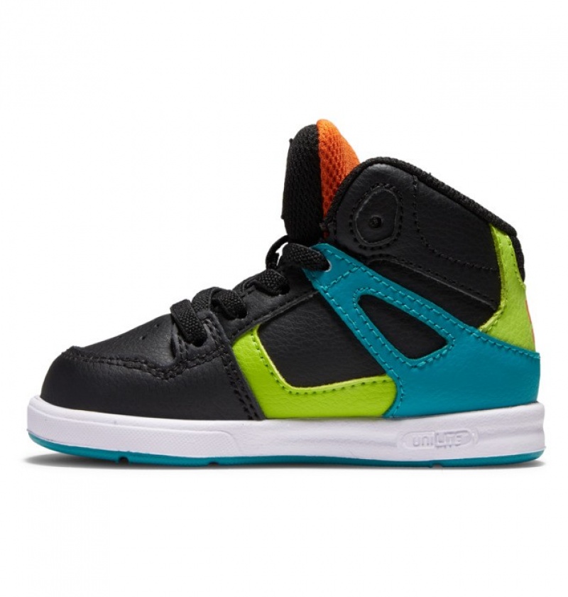 Niños Pure DC Shoes Hi High Negras Verde Naranjas | MJE-107254