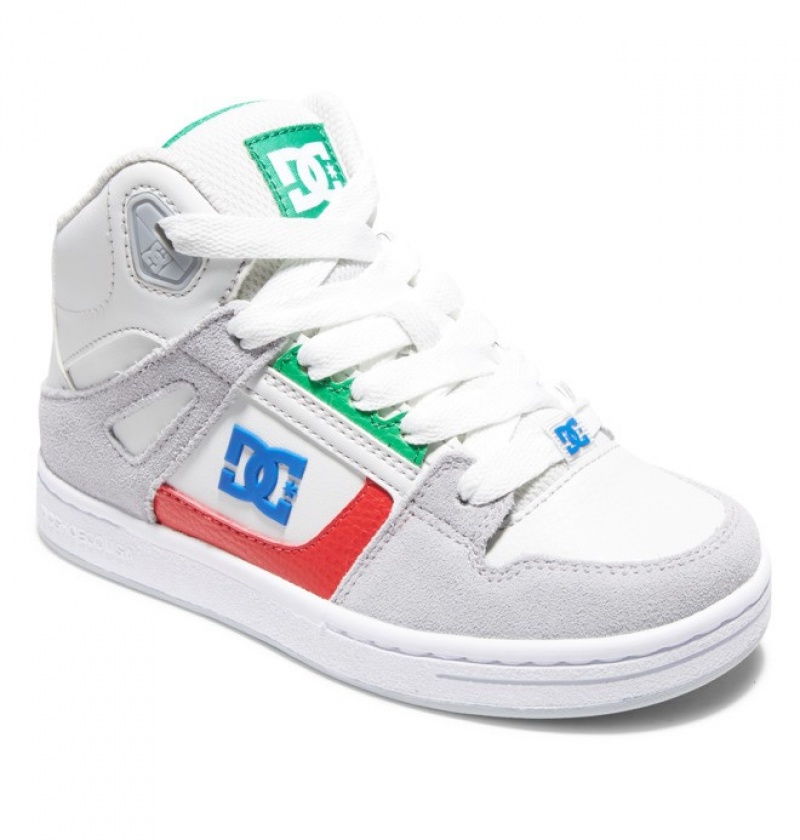 Niños Pure DC Shoes High-Top Gris Gris Verde | SUW-178654