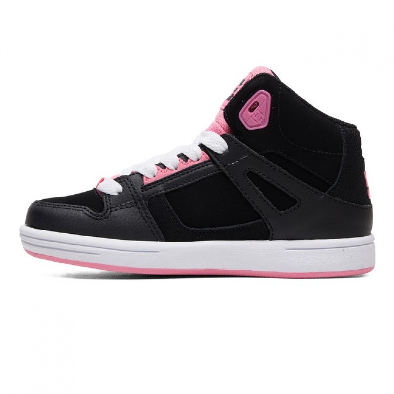 Niños Pure DC Shoes High-Top Negras Rosas | PES-718493