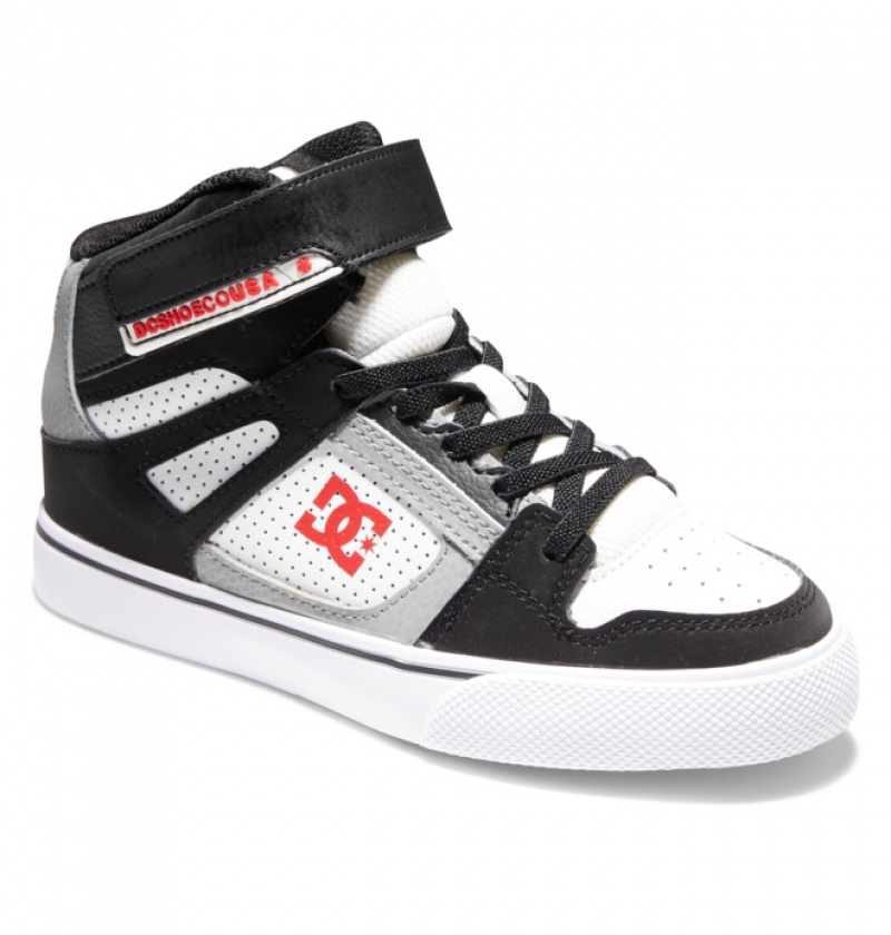 Niños Pure DC Shoes High Elastic Krajkové High-Top Blancas Negras Rojas | BXF-426105