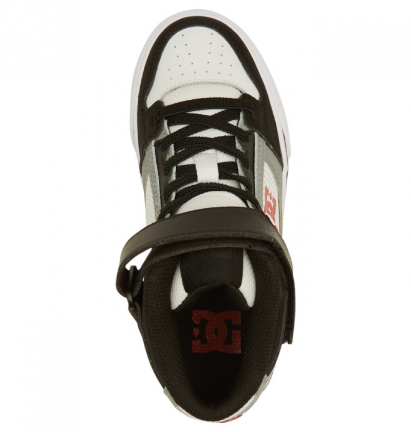 Niños Pure DC Shoes High Elastic Krajkové High-Top Blancas Negras Rojas | BXF-426105