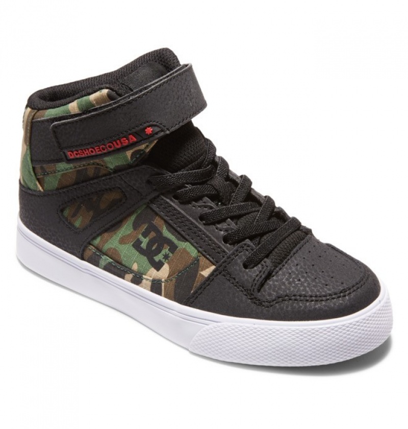 Niños Pure DC Shoes High Elastic Krajkové High-Top Negras Camuflaje | FUG-429501