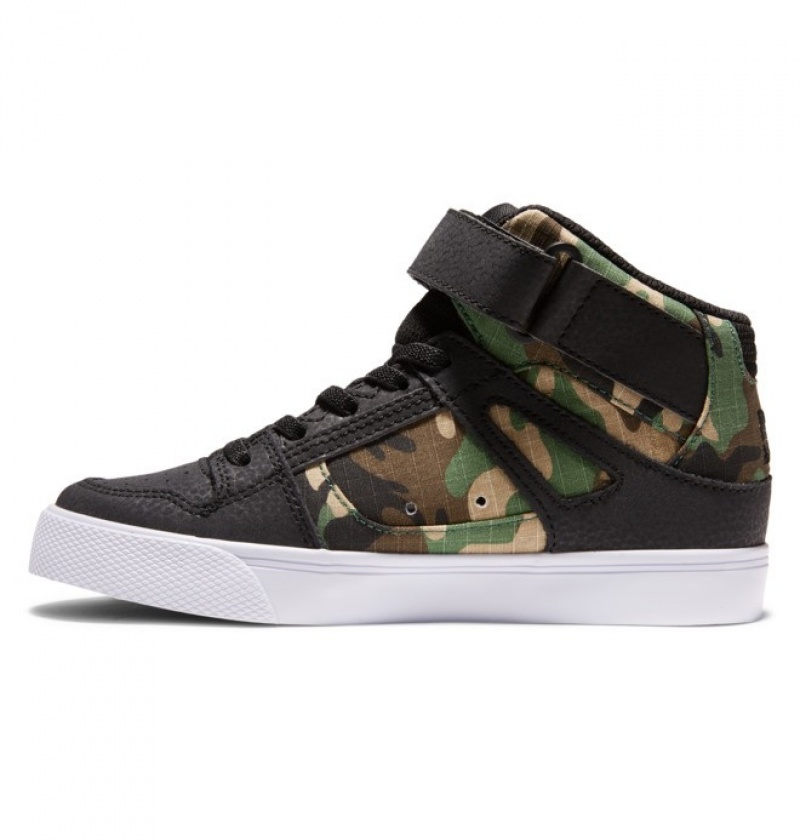 Niños Pure DC Shoes High Elastic Krajkové High-Top Negras Camuflaje | FUG-429501