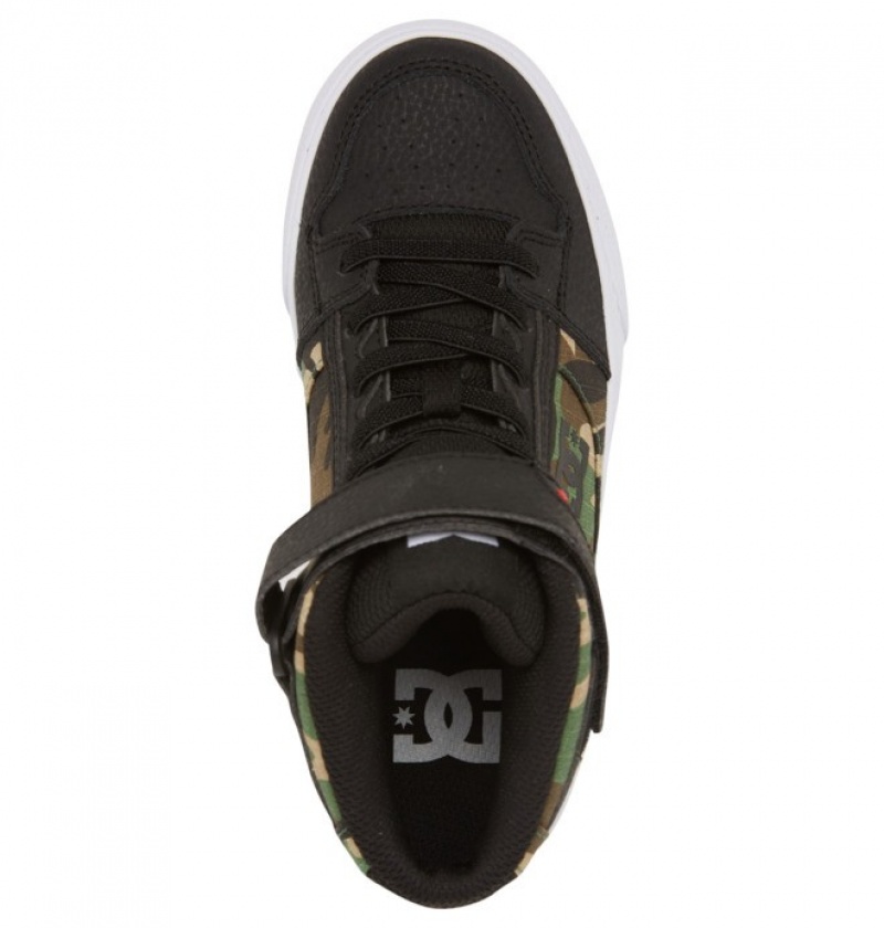 Niños Pure DC Shoes High Elastic Krajkové High-Top Negras Camuflaje | FUG-429501