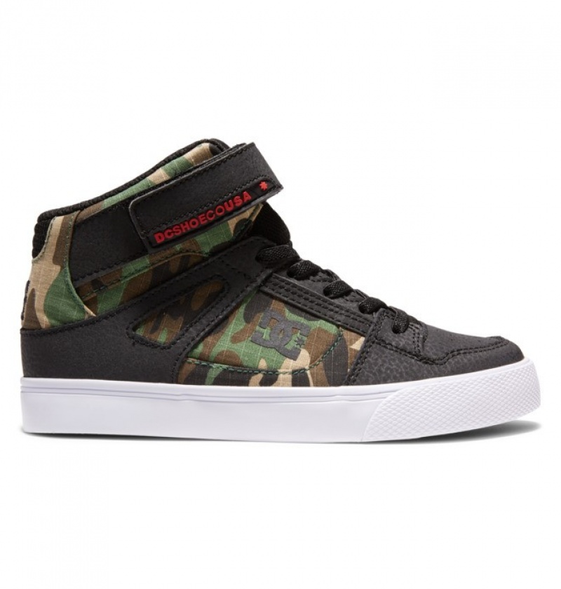 Niños Pure DC Shoes High Elastic Krajkové High-Top Negras Camuflaje | FUG-429501