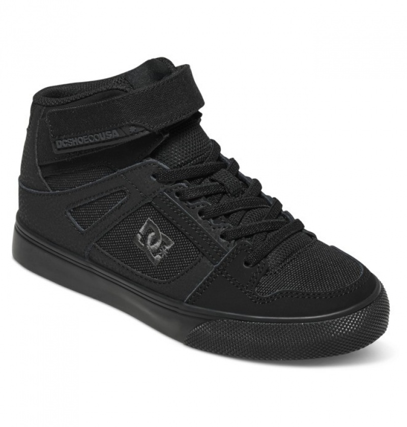 Niños Pure DC Shoes High Elastic Krajkové High-Top Negras Negras Negras | LOM-576294