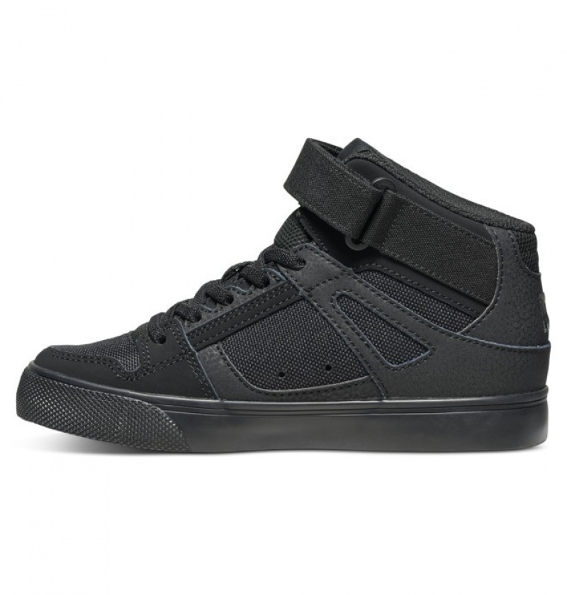 Niños Pure DC Shoes High Elastic Krajkové High-Top Negras Negras Negras | LOM-576294