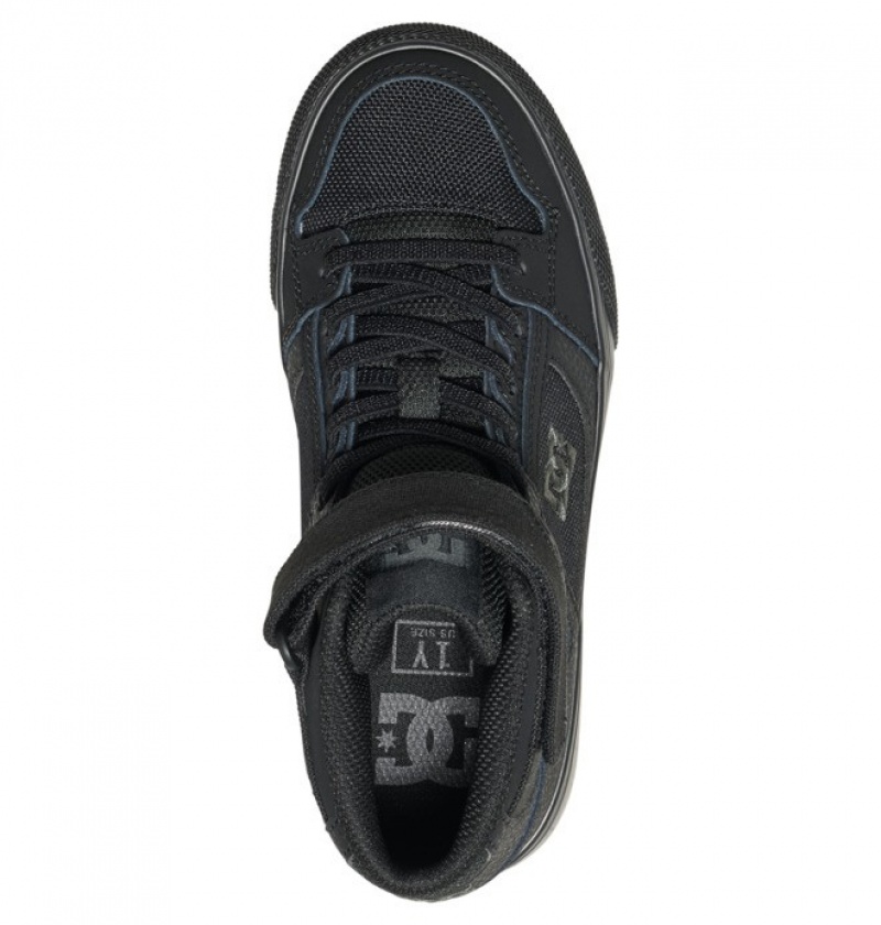 Niños Pure DC Shoes High Elastic Krajkové High-Top Negras Negras Negras | LOM-576294