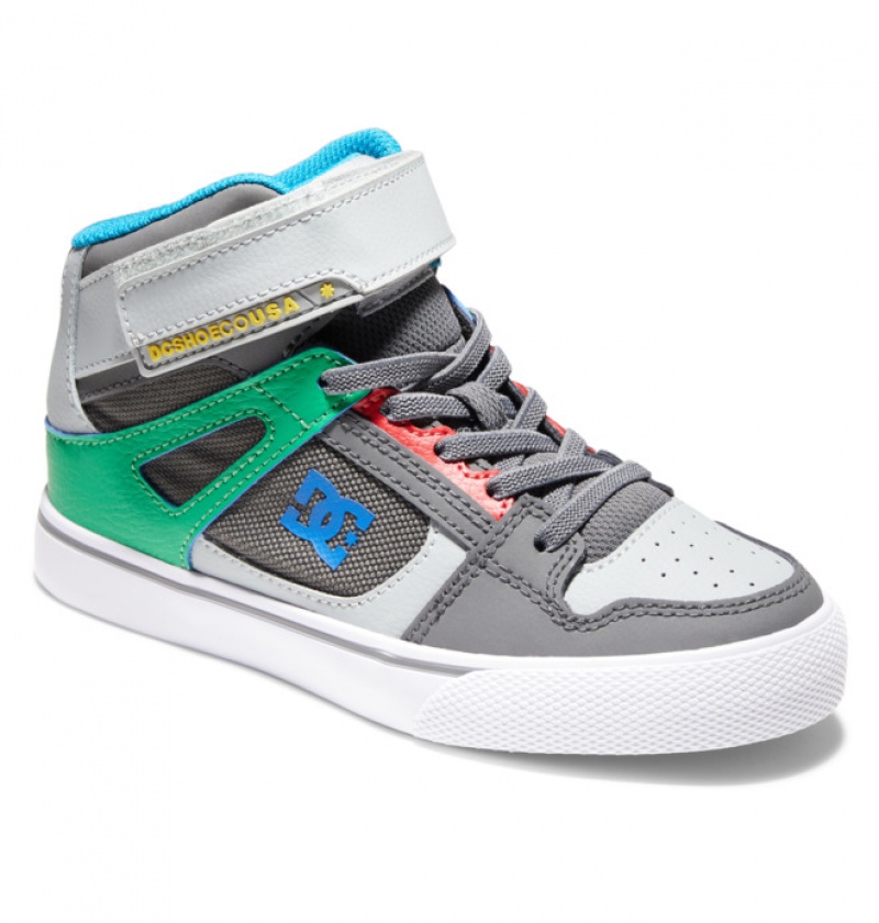 Niños Pure DC Shoes High Elastic Krajkové High-Top Gris Verde | QXJ-076532