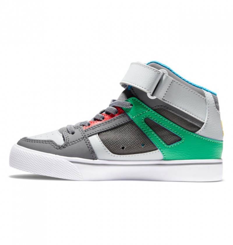 Niños Pure DC Shoes High Elastic Krajkové High-Top Gris Verde | QXJ-076532