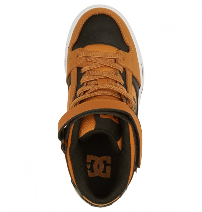 Niños Pure DC Shoes High Elastic Krajkové High-Top Marrones Negras | VRX-941652