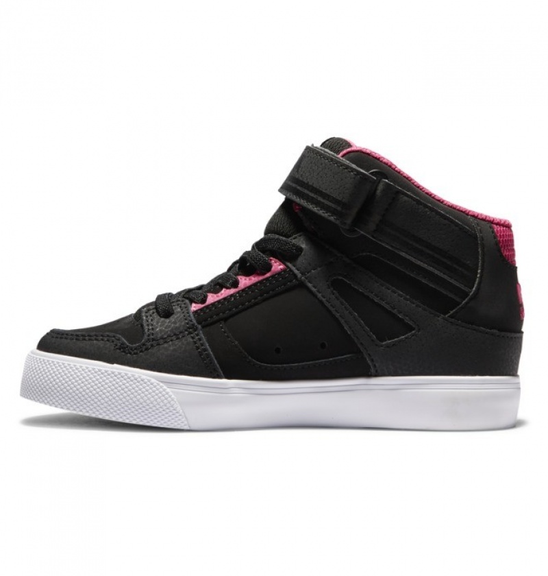 Niños Pure DC Shoes High Elastic Krajkové High-Top Negras Rosas Negras | PCG-239584